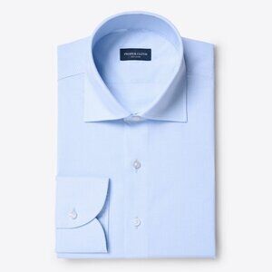Proper Cloth Thomas Mason Light Blue Micro Gingham Broadcloth Dress Shirt 17x35